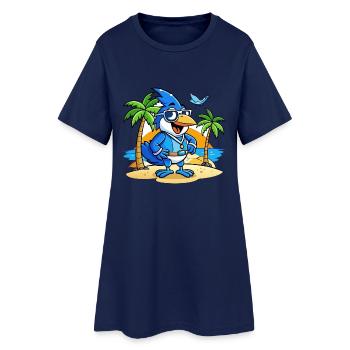 Blue Jay Lustige Cartoon Sommer Strand Sonnenbrille - Frauen T-Shirt-Kleid - Light Navy - Vorne