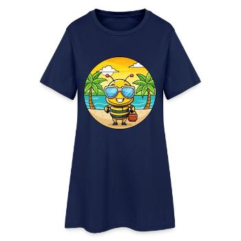 Biene Lustige Cartoon Sommer Strand Sonnenbrille - Frauen T-Shirt-Kleid - Light Navy - Vorne