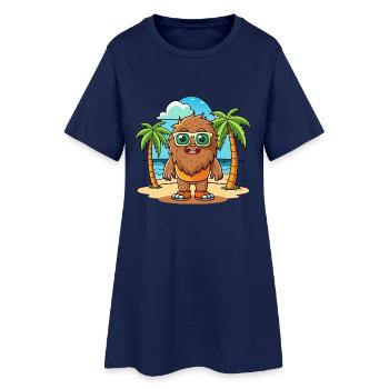 Big Foot Lustige Cartoon Sommer Strand Sonnenbrille - Frauen T-Shirt-Kleid - Light Navy - Vorne