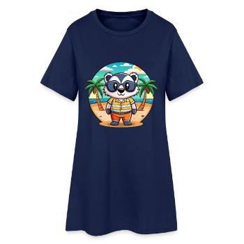 Badger Lustige Cartoon Sommer Strand Sonnenbrille - Frauen T-Shirt-Kleid - Light Navy - Vorne