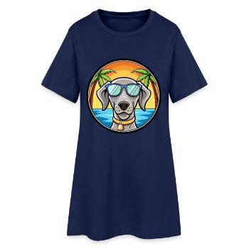 Weimaraner Hund Rasse Cartoon Sonnenbrille Strand - Frauen T-Shirt-Kleid - Light Navy - Vorne