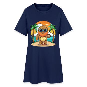 Big Foot Lustige Cartoon Sommer Strand Sonnenbrille - Frauen T-Shirt-Kleid - Light Navy - Vorne