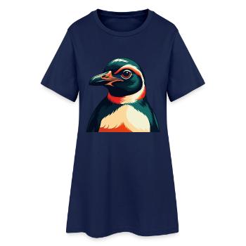Penguin Cartoon Character Colorful Pet Animal - Women’s T-Shirt Dress - light navy - Front