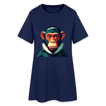 Affe Cartoon Figur Buntes Haustier Tier - Frauen T-Shirt-Kleid - Light Navy - Vorne