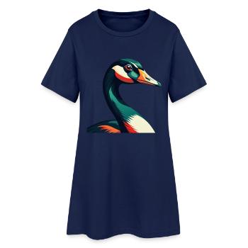 Goose Cartoon Character Colorful Pet Animal - Women’s T-Shirt Dress - light navy - Front