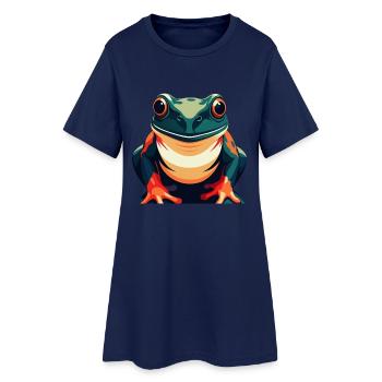Grenouille Dessin Animé Personnage Animal De Compagnie Coloré - Robe T-shirt Femme - marine clair - Devant