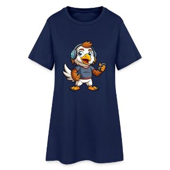 Eagle Funny Cartoon Character Musique de casque - Robe T-shirt Femme - marine clair - Devant