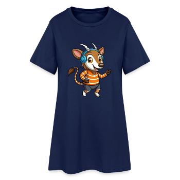 Okapi Funny Cartoon Character Musique de casque - Robe T-shirt Femme - marine clair - Devant
