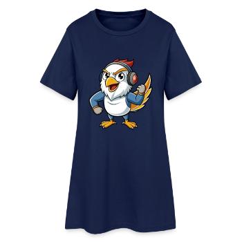 Falcon Funny Cartoon Character Musique de casque - Robe T-shirt Femme - marine clair - Devant
