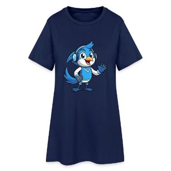 Blue Jay Lustige Cartoon Figur Kopfhörer Musik - Frauen T-Shirt-Kleid - Light Navy - Vorne