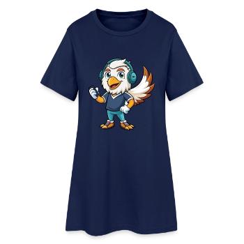 Eagle Funny Cartoon Character Musique de casque - Robe T-shirt Femme - marine clair - Devant