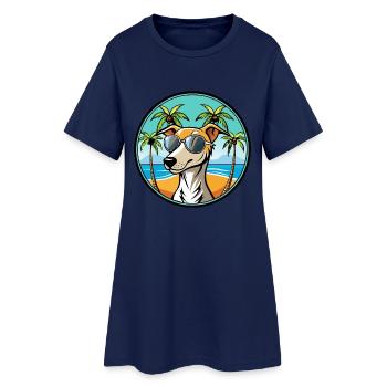 Whippet Hund Rasse Cartoon Sonnenbrille Strand - Frauen T-Shirt-Kleid - Light Navy - Vorne