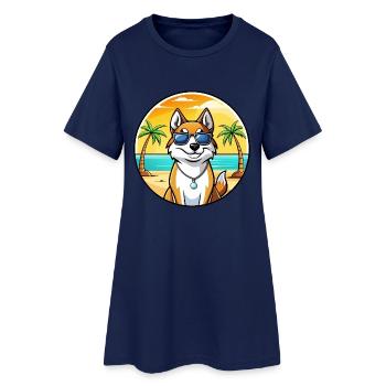 Lunettes de soleil de dessin animé Laika Dog Breed de Sibérie occidentale - Robe T-shirt Femme - marine clair - Devant