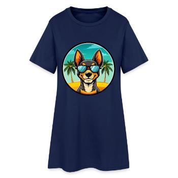 Spielzeug Manchester Terrier Hunderasse Cartoon Strand - Frauen T-Shirt-Kleid - Light Navy - Vorne