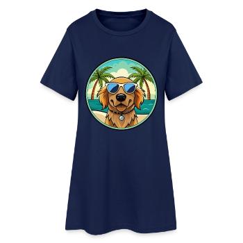 Épagneul picard race de chien dessin animé lunettes de soleil plage - Robe T-shirt Femme - marine clair - Devant
