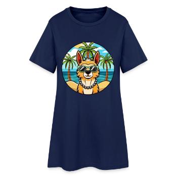 Peruanische Inka Orchidee Hunderasse Cartoon Sonnenbrille - Frauen T-Shirt-Kleid - Light Navy - Vorne