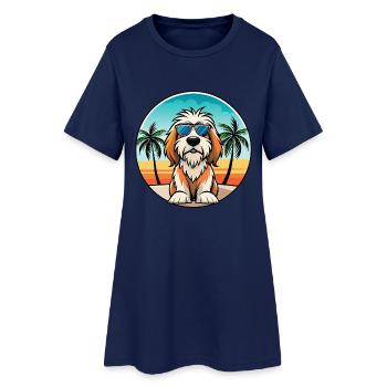 Petit Basset Griffon Vendeen Hunderasse Karikatur - Frauen T-Shirt-Kleid - Light Navy - Vorne