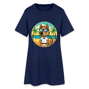 Polnische Jagdhunderasse Cartoon Sonnenbrille Strand - Frauen T-Shirt-Kleid - Light Navy - Vorne