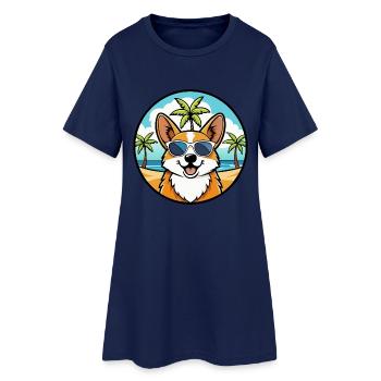 Pembroke Welsh Corgi Hunderasse Cartoon Sonnenbrille - Frauen T-Shirt-Kleid - Light Navy - Vorne