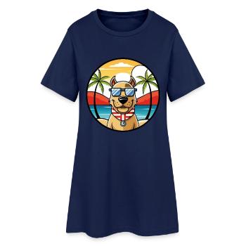 Norwegian Hound Dog Breed Cartoon Sunglasses Beach - Women’s T-Shirt Dress - light navy - Front