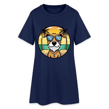 Chien courant à poil dur d’Istrie Race de chien de dessin animé Plage - Robe T-shirt Femme - marine clair - Devant