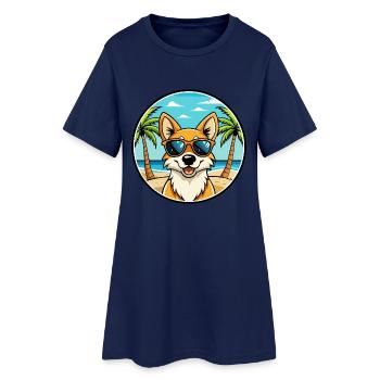 Lunettes de soleil de dessin animé de race de chien chantant de Nouvelle-Guinée - Robe T-shirt Femme - marine clair - Devant
