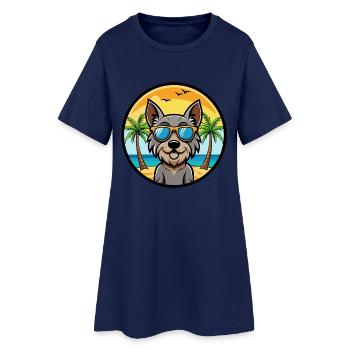 Mittelschnauze Dog Breed Cartoon Sunglasses Beach - Women’s T-Shirt Dress - light navy - Front