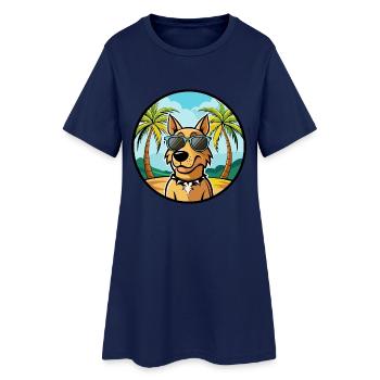 Jamthund Hunderasse Cartoon Sonnenbrille Strand - Frauen T-Shirt-Kleid - Light Navy - Vorne