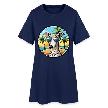Lévrier italien race chien dessin animé lunettes de soleil plage - Robe T-shirt Femme - marine clair - Devant