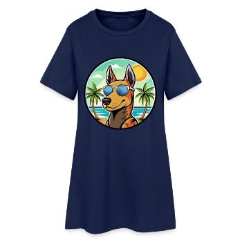Manchester Terrier Hunderasse Cartoon Sonnenbrille - Frauen T-Shirt-Kleid - Light Navy - Vorne