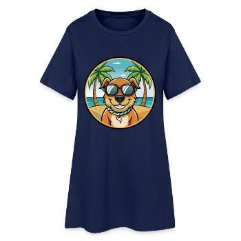 Majestätische Baumhund Hunderasse Cartoon Sonnenbrille - Frauen T-Shirt-Kleid - Light Navy - Vorne