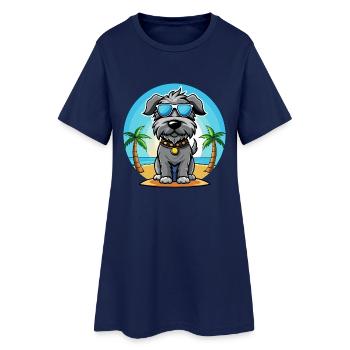 Kerry Blue Terrier Hunderasse Cartoon Sonnenbrille - Frauen T-Shirt-Kleid - Light Navy - Vorne