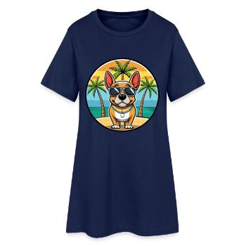 Grand Anglo Français Hunderasse Cartoon Sonnenbrille - Frauen T-Shirt-Kleid - Light Navy - Vorne