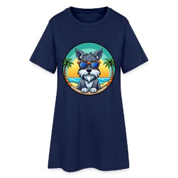 Miniatur Schnauzer Hunderasse Cartoon Sonnenbrille - Frauen T-Shirt-Kleid - Light Navy - Vorne