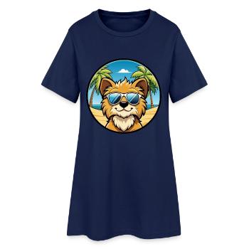 Lowchen Little Lion Dog Breed Cartoon Sunglasses - Women’s T-Shirt Dress - light navy - Front
