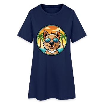 Lucas Terrier Chien Race Dessin Animé Lunettes de Soleil Plage - Robe T-shirt Femme - marine clair - Devant