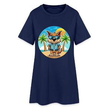 Lapinporokoira Hunderasse Cartoon Sonnenbrille Strand - Frauen T-Shirt-Kleid - Light Navy - Vorne