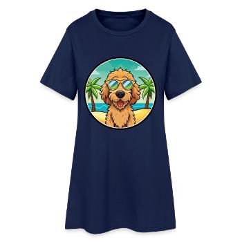 Labradoodle Chien Race Dessin Animé Lunettes De Soleil Plage - Robe T-shirt Femme - marine clair - Devant