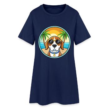 Kerry Beagle Hunderasse Cartoon Sonnenbrille Strand - Frauen T-Shirt-Kleid - Light Navy - Vorne