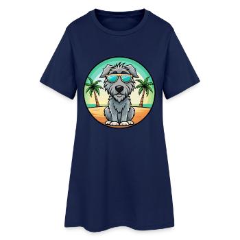 Irischer Wolfshund Hunderasse Cartoon Sonnenbrille Strand - Frauen T-Shirt-Kleid - Light Navy - Vorne
