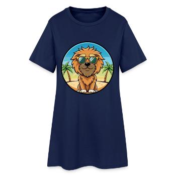 Griffon Fauve De Bretagne Hunderasse Cartoon Strand - Frauen T-Shirt-Kleid - Light Navy - Vorne