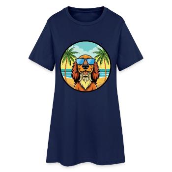 Gordon Setter Hunderasse Cartoon Sonnenbrille Strand - Frauen T-Shirt-Kleid - Light Navy - Vorne