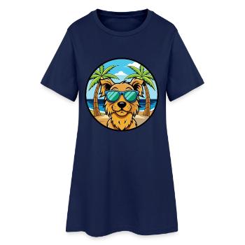 Hovawart Chien Race Dessin Animé Lunettes de Soleil Plage - Robe T-shirt Femme - marine clair - Devant