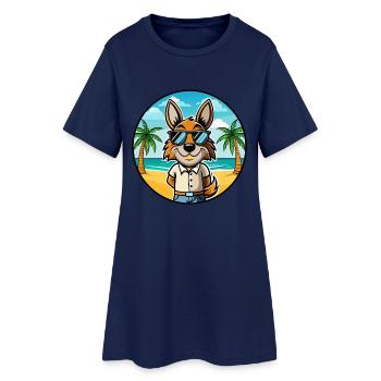 Hase Indischer Hund Rasse Cartoon Sonnenbrille Strand - Frauen T-Shirt-Kleid - Light Navy - Vorne