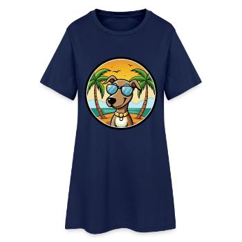 Hannover Laufhund Hunderasse Cartoon Sonnenbrille Strand - Frauen T-Shirt-Kleid - Light Navy - Vorne