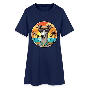 Galgo Español Hunderasse Cartoon Sonnenbrille Strand - Frauen T-Shirt-Kleid - Light Navy - Vorne