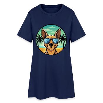 Englische Spielzeug Terrier Hund Rasse Cartoon Sonnenbrille - Frauen T-Shirt-Kleid - Light Navy - Vorne