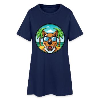 Drever Hunderasse Cartoon Sonnenbrille Strand - Frauen T-Shirt-Kleid - Light Navy - Vorne
