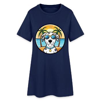 Dalmatiner Hund Rasse Cartoon Sonnenbrille Strand - Frauen T-Shirt-Kleid - Light Navy - Vorne