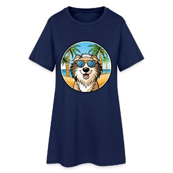 Kroatische Schäferhundrasse Cartoon Sonnenbrille Strand - Frauen T-Shirt-Kleid - Light Navy - Vorne